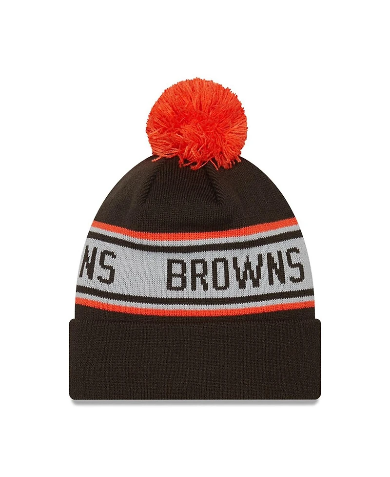 Preschool Boys and Girls New Era Brown Cleveland Browns Repeat Cuffed Knit Hat with Pom