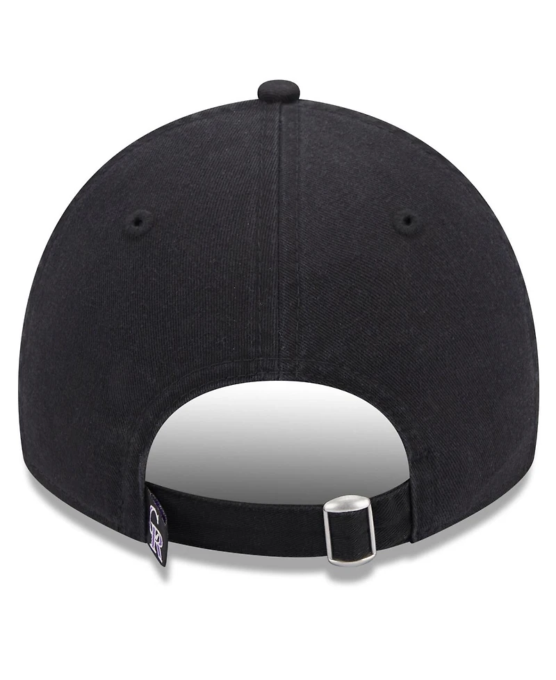 Women's New Era Black Colorado Rockies Leaves 9TWENTY Adjustable Hat