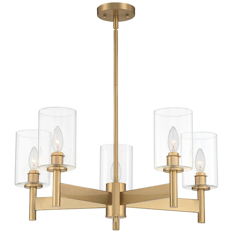 Possini Euro Design Lantico Gold Pendant Chandelier 24 1/2" Wide Modern Clear Glass 5-Light Fixture for Dining Room House Foyer Kitchen Island Be