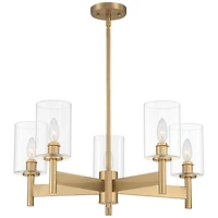 Possini Euro Design Lantico Gold Pendant Chandelier 24 1/2" Wide Modern Clear Glass 5-Light Fixture for Dining Room House Foyer Kitchen Island Be