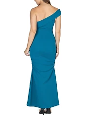 24seven Comfort Apparel Women's Party One Shoulder Rouched Maxi Dress