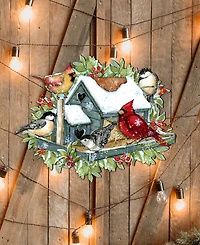 Designocracy Winter Cardinals Christmas Wooden Door Hanger Wall Decor S. Winget