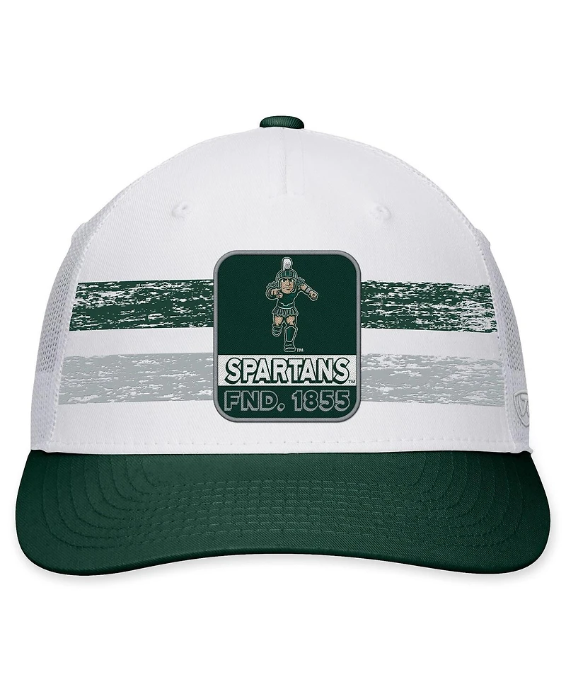 Men's Top of the World White, Green Michigan State Spartans Retro Fade Snapback Hat
