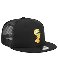 Men's New Era Black Looney Tunes Tweety Trucker 9FIFTY Snapback Hat