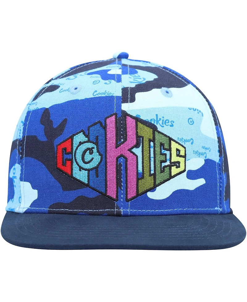 Men's Cookies Blue, Camo Across the Board Snapback Hat