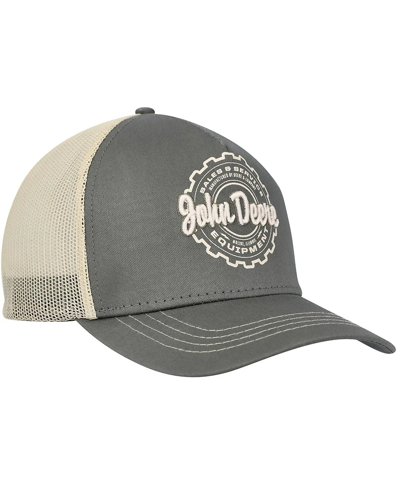 Men's Top of the World Olive John Deere Classic Equipment Trucker Snapback Hat