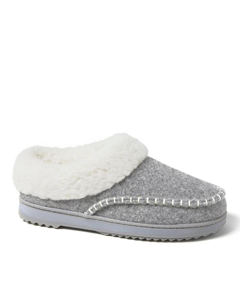 Dearfoams Women's Nyla Felted Plaid Moc Toe Clog Slippers