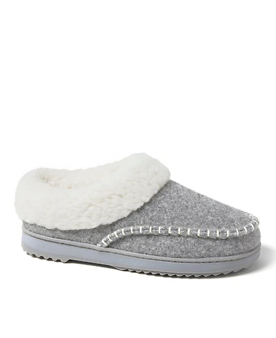 Dearfoams Women's Nyla Felted Plaid Moc Toe Clog Slippers