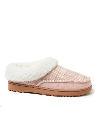 Dearfoams Women's Nyla Felted Plaid Moc Toe Clog Slippers
