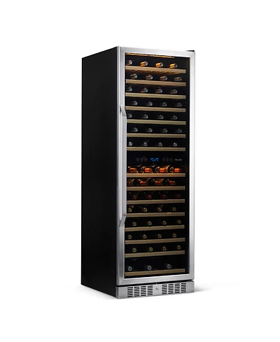 Newair 27" Built-in 160 Bottle Dual Zone Compressor Wine Fridge in Stainless Steel, Quiet Operation with Smooth Rolling Shelves