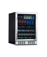 Newair 24" Built-in 177 Can Beverage Fridge in Stainless Steel with Precision Temperature Controls and Adjustable Shelves