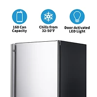 Newair 24" Built-in 160 Can Outdoor Beverage Fridge in Weatherproof Stainless Steel with Auto-Closing Door and Easy Glide Casters