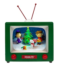 Kurt Adler 6" Battery Operated Peanuts Outdoor Scene Musical Tv Table Piece