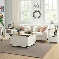 Homcom Farmhouse Table with Storage, Large Square Table