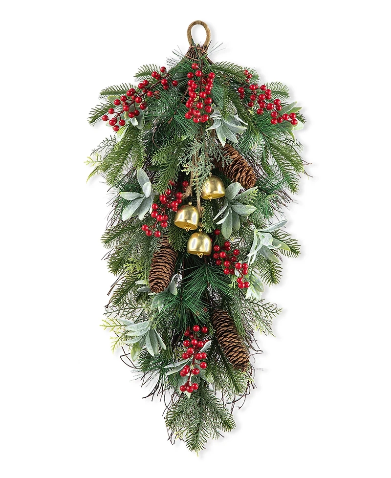 Glitzhome 26" H Berry, Pinecone and Bell Teardrop