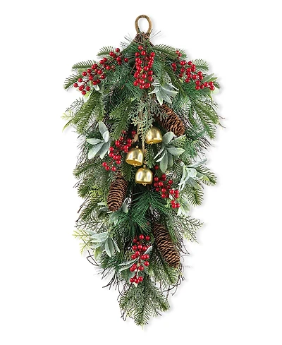 Glitzhome 26" H Berry, Pinecone and Bell Teardrop