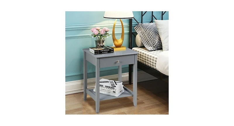 Slickblue Wooden Nightstand End Table Storage Display