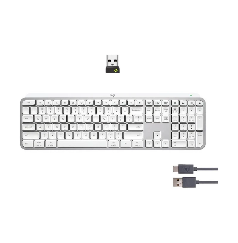 Logitech Mx Keys Full Size Scissor Keyboard for Pc and Mac - Pale Grey