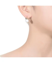 Genevive Sterling Silver 14K Gold Plated with Genuine Freshwater Pearl Leverback Earrings