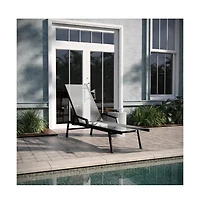 Emma+Oliver Braelin Textilene Adjustable 5 Position Patio Chaise Lounge With Armrests And Metal Frame