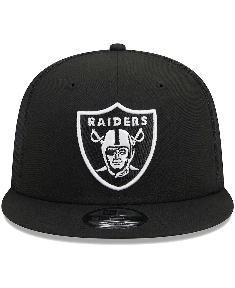 Men's New Era Black Las Vegas Raiders Main Trucker 9FIFTY Snapback Hat