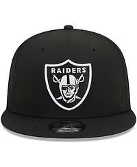 Men's New Era Black Las Vegas Raiders Main Trucker 9FIFTY Snapback Hat