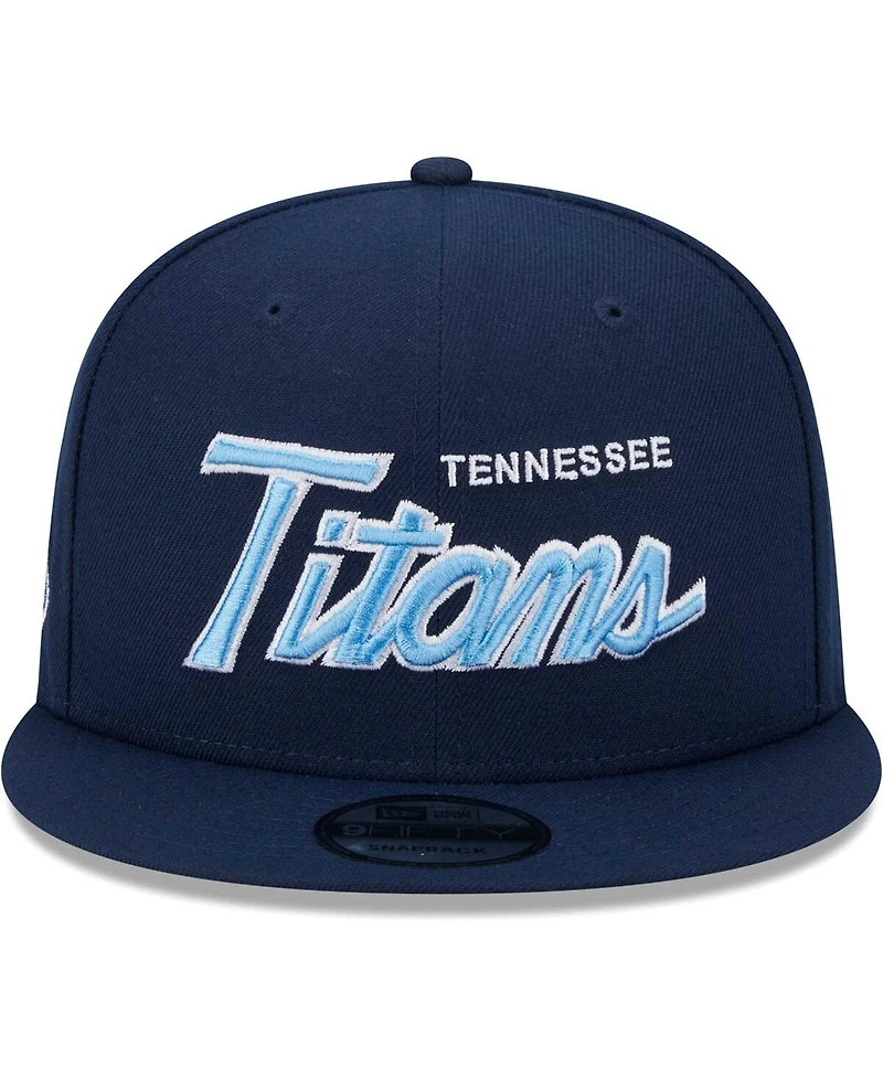 Men's New Era Navy Tennessee Titans Main Script 9FIFTY Snapback Hat