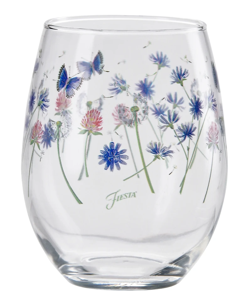 Fiesta Breezy Floral Stemless Wine Glasses, Set of 4