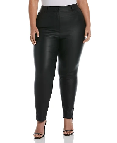 Ella Rafaella Plus Size 5-Pocket Coated Twill Pants