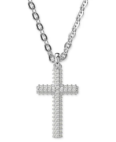 Swarovski Silver-Tone Insigne Crystal Cross Pendant Necklace, 15" + 3" extender