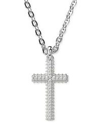 Swarovski Silver-Tone Insigne Crystal Cross Pendant Necklace, 15" + 3" extender