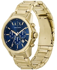 A|X Armani Exchange Men's Chronograph Gold-Tone Stainless Steel Watch 44mm Set, 2 Pieces