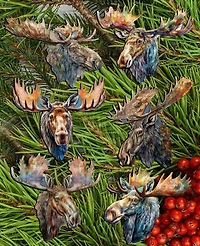 Designocracy Holiday Wooden Clip-On Ornaments Majestic Moose Set of 6 G. DeBrekht
