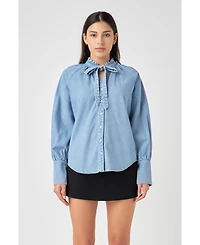 Grey Lab Women's Denim Shirt with Tie