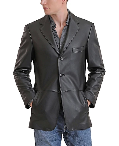 Bgsd Men Leroy Three Button Lambskin Leather Blazer
