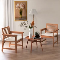 Set of Outdoor Dining Chair Patio Solid Wood Chairs with Comfortable Cushions