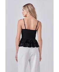 endless rose Women's Mixed Media Layered Top