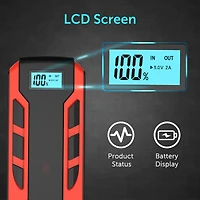 Alpha Digital Portable Car Jump Starter: 800A Peak- 10,000mAh 6.0L Gas/3.0L Diesel