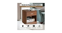 2 Pieces Nightstand with Storage Drawer and Cabinet