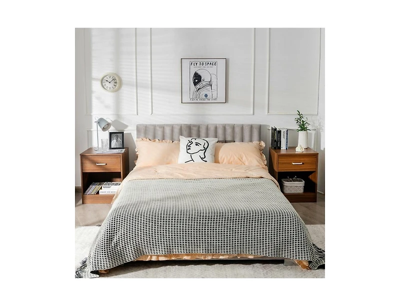 2 Pieces Nightstand with Storage Drawer and Cabinet