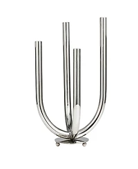 The Novogratz Silver Stainless Steel Metal Abstract U-Shaped Candelabra, 8" x 8" x 15"