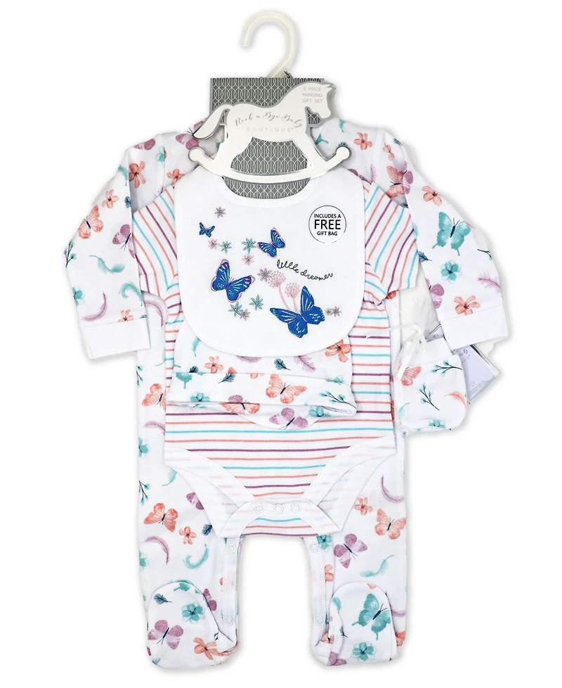 Rock-a-Bye Baby Boutique Girls Butterflies Layette, 6 Piece Set