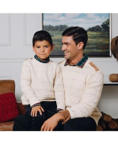 Family Matching Organic Cotton Crew Neck Cable Sweater With Suede Detail Created For Macys