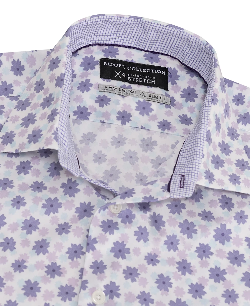 Report Collection Men's Slim-Fit Floral-Print Shirt