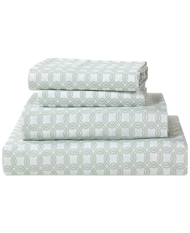 Sunham Microfiber Easy Care Printed 4-Pc. Sheet Set