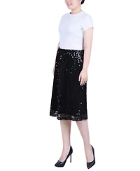 Ny Collection Petite Knee Length Sequined Skirt