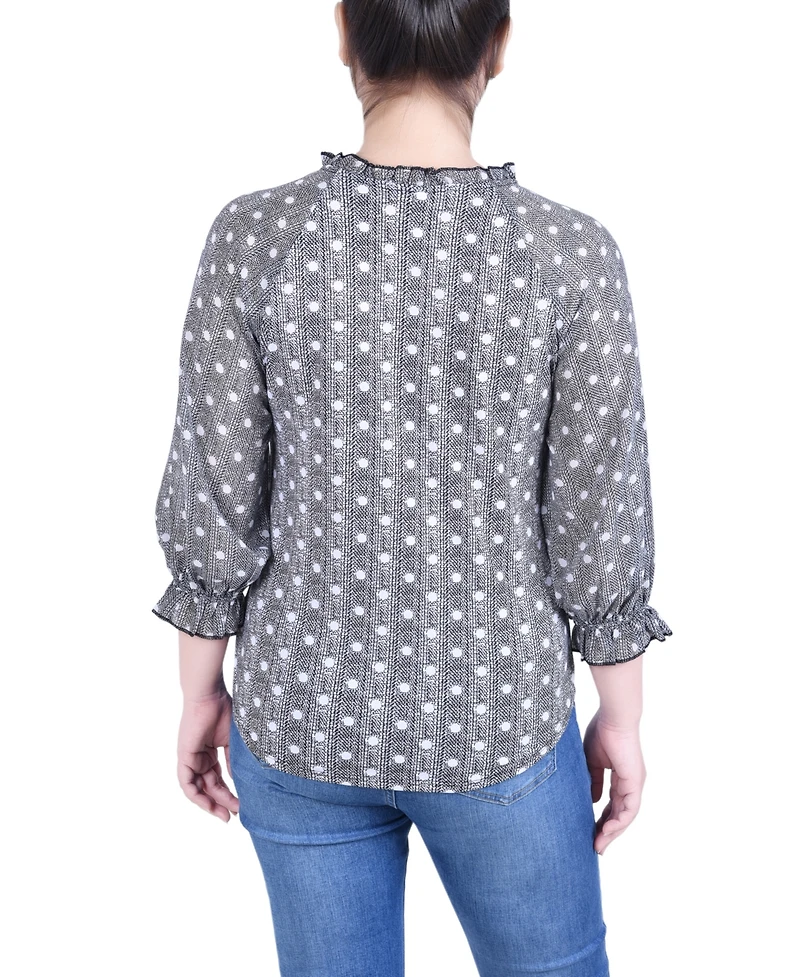 Ny Collection Petite Mock-neck Chiffon Sleeve Knit Top
