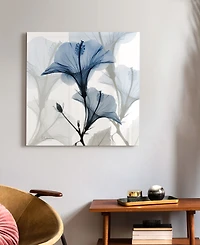 Empire Art Direct "Blue X-Ray Floral" Frameless Free Floating Tempered Glass Panel Graphic Wall Art, 24" x 24" x 0.2"