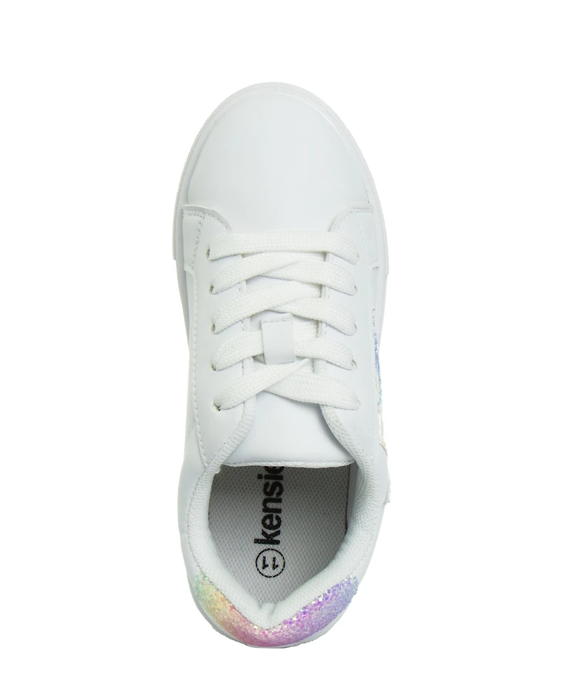 Kensie Girl Little Girls Lace Up Glittery Casual Sneakers