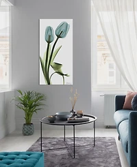 Empire Art Direct "Blue Tulips" Frameless Free Floating Tempered Glass Panel Graphic Wall Art, 48" x 24" x 0.2"